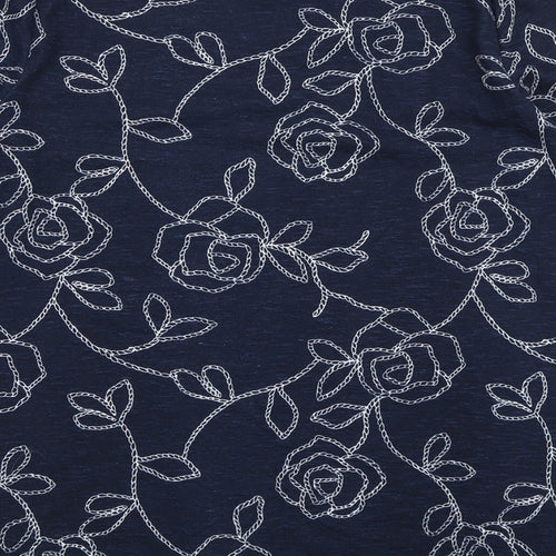 Love Tees Womens Blue Floral Polyester Pullover Sweatshirt Size 16 Pullover
