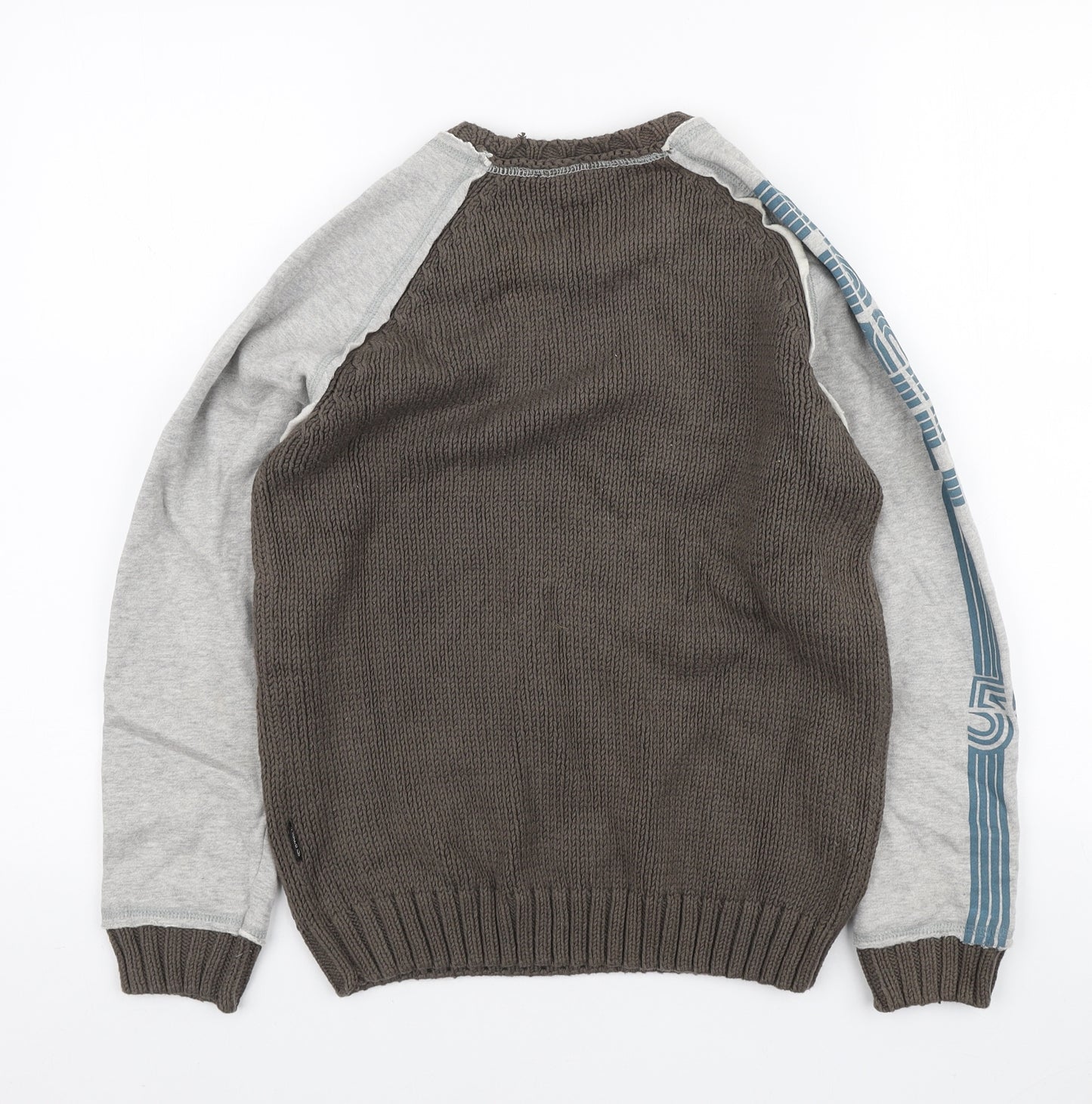O'Neill Boys Green Round Neck Colourblock Cotton Pullover Jumper Size 11-12 Years Pullover