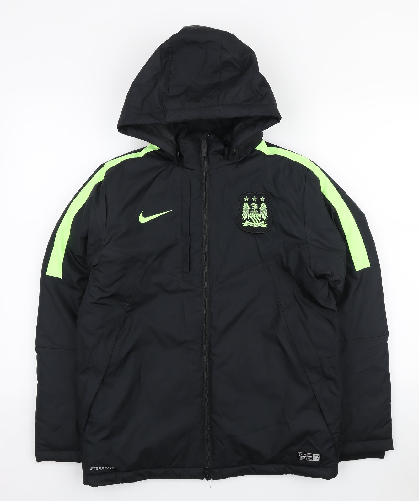 Nike Boys Black Quilted Jacket Size 12-13 Years Zip - Manchester City F.C.