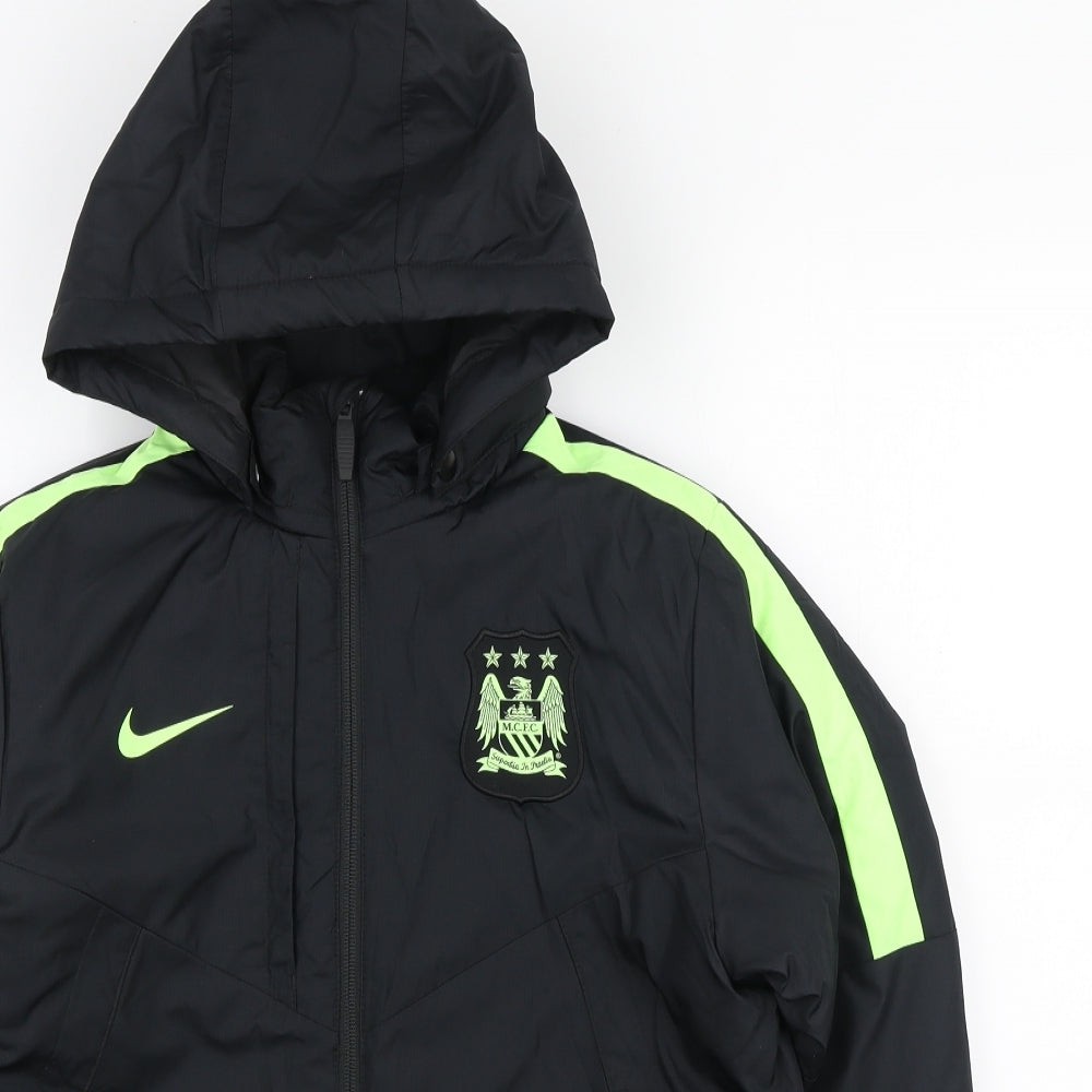Nike Boys Black Quilted Jacket Size 12-13 Years Zip - Manchester City F.C.