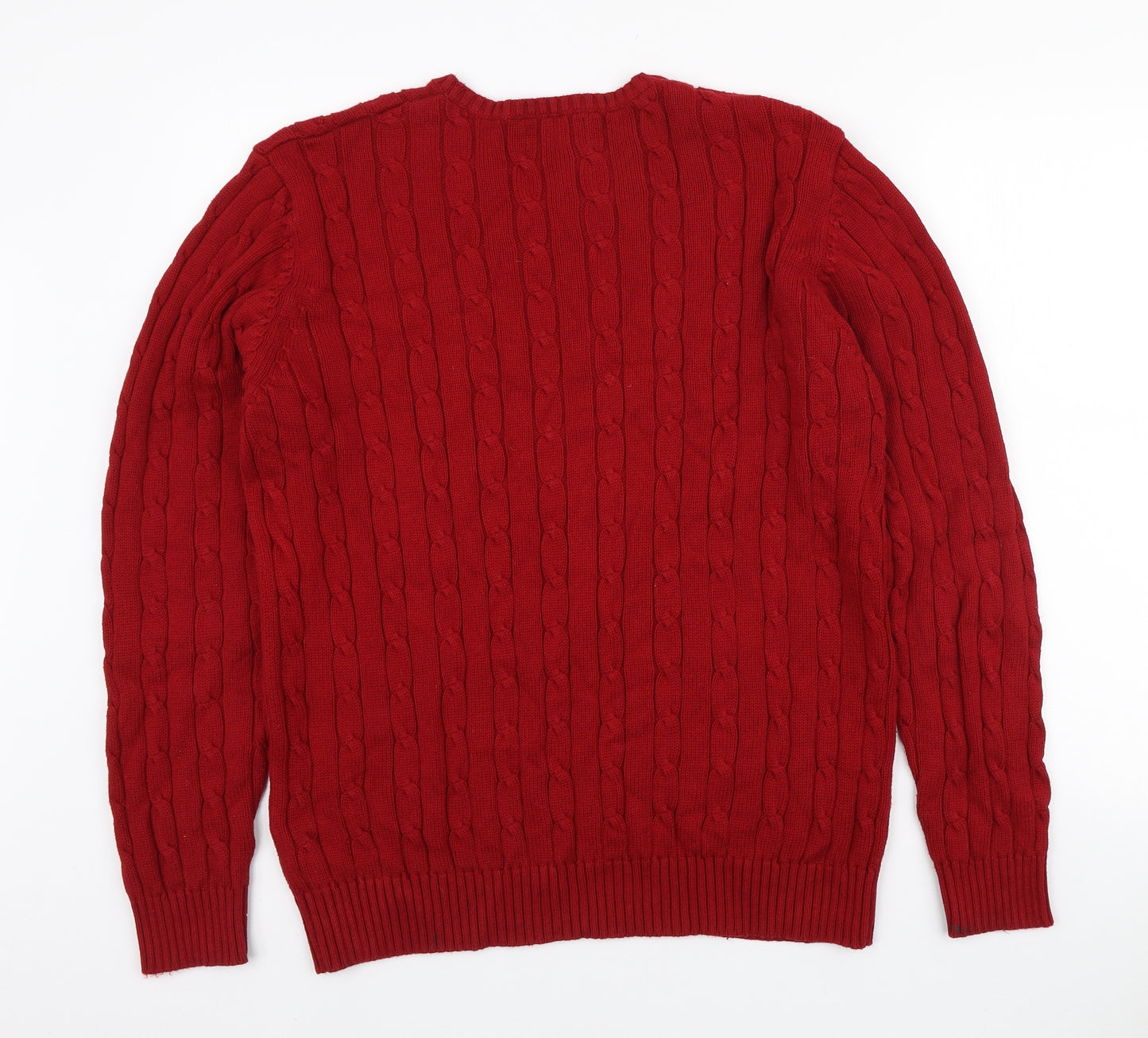 Blue Harbour Mens Red Round Neck Cotton Pullover Jumper Size L