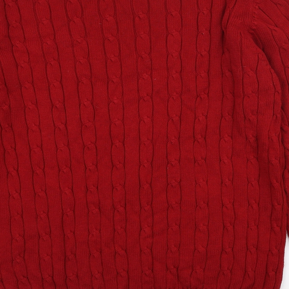 Blue Harbour Mens Red Round Neck Cotton Pullover Jumper Size L