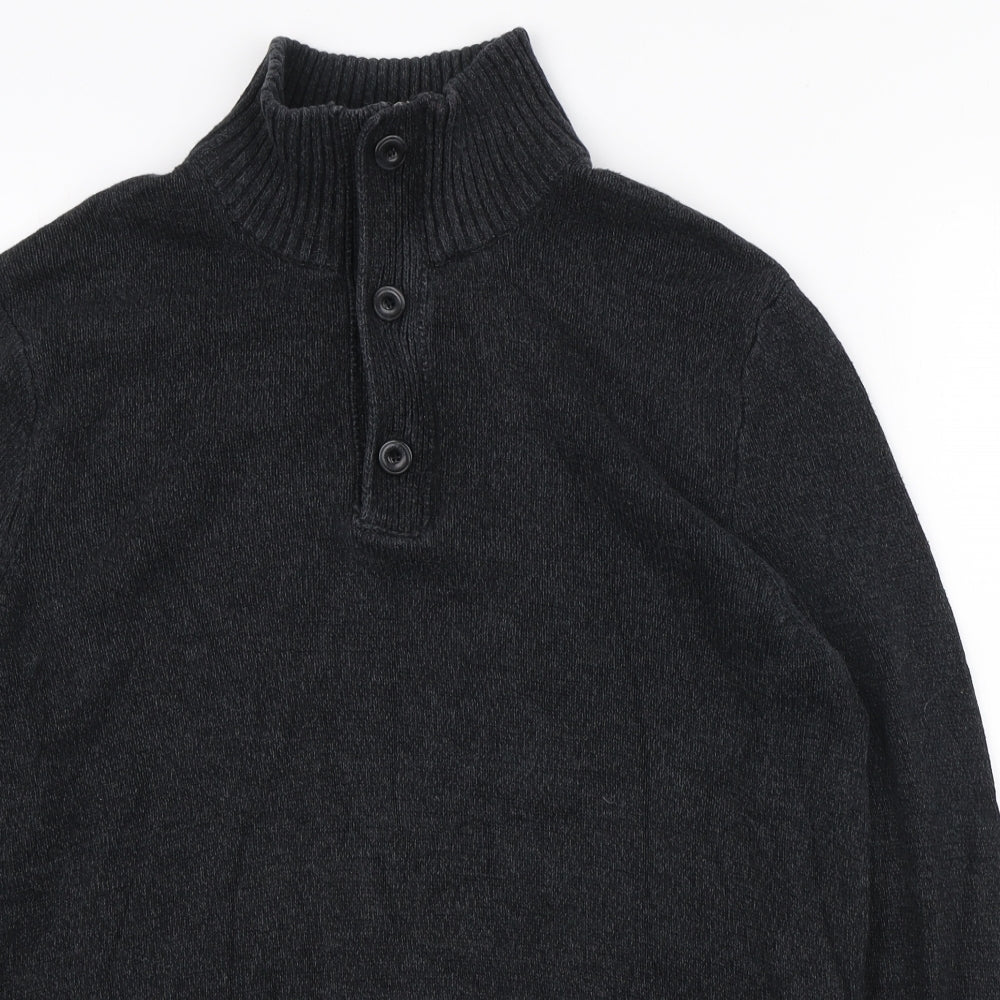 American Eagle Outfitters Mens Black High Neck Cotton Pullover Jumper Size L