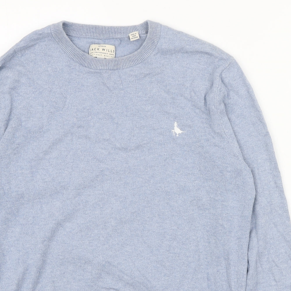 Jack Wills Womens Blue Round Neck Cotton Pullover Jumper Size S