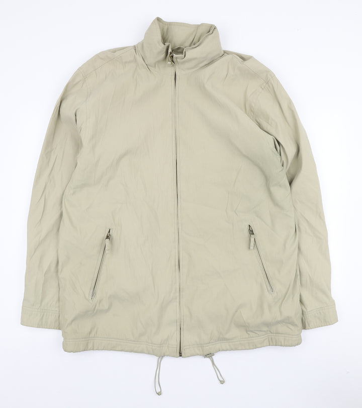 Casual Club Mens Beige Quilted Jacket Size L Zip