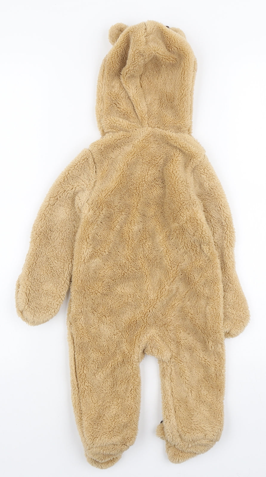 Primark Baby Brown Solid Polyester One Piece Size 6-9 Months Zip - Reindeer Christmas onesie