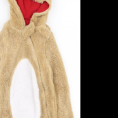 Primark Baby Brown Solid Polyester One Piece Size 6-9 Months Zip - Reindeer Christmas onesie