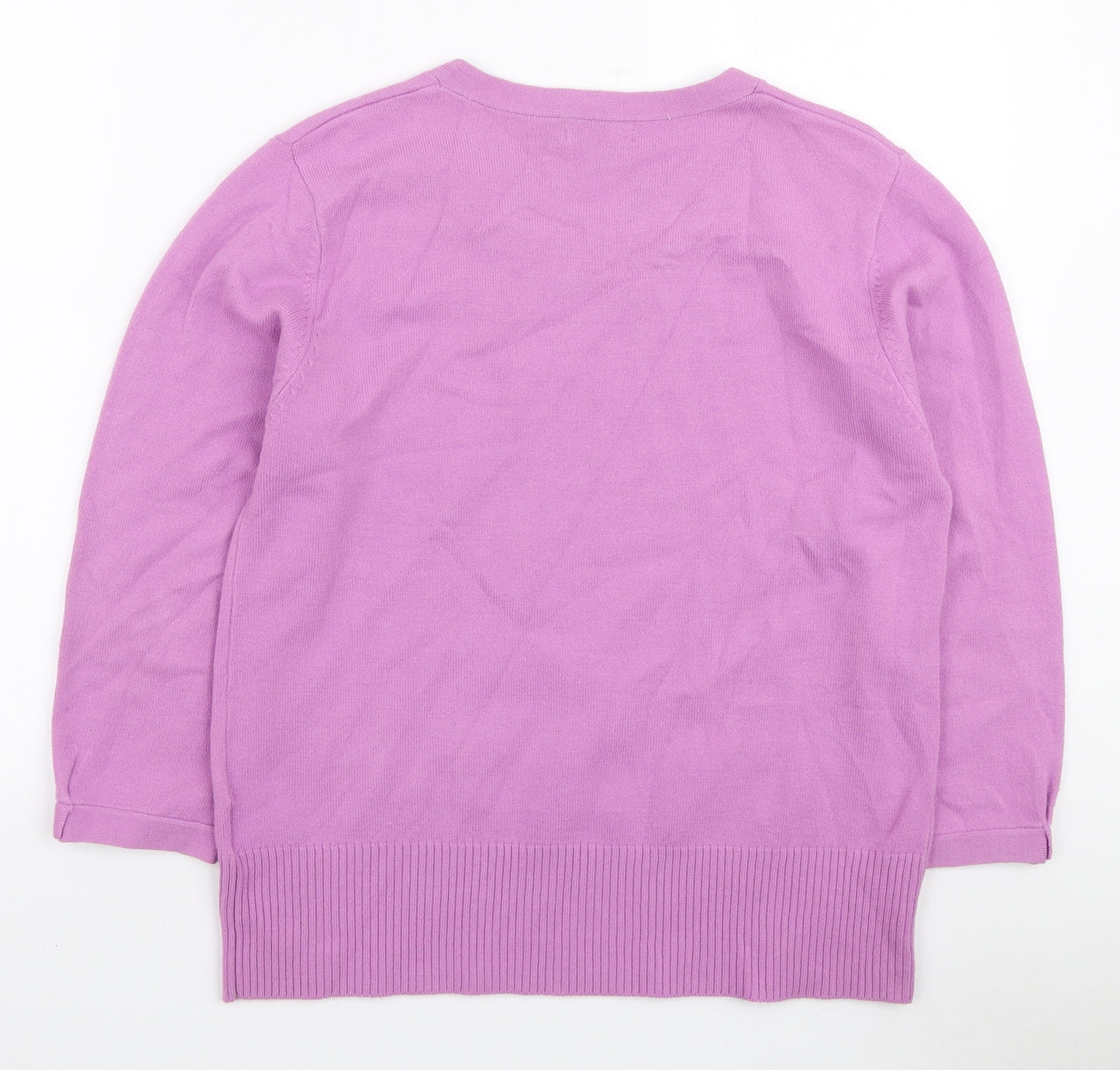 Ann Marie Womens Purple Scoop Neck Acrylic Pullover Jumper Size L