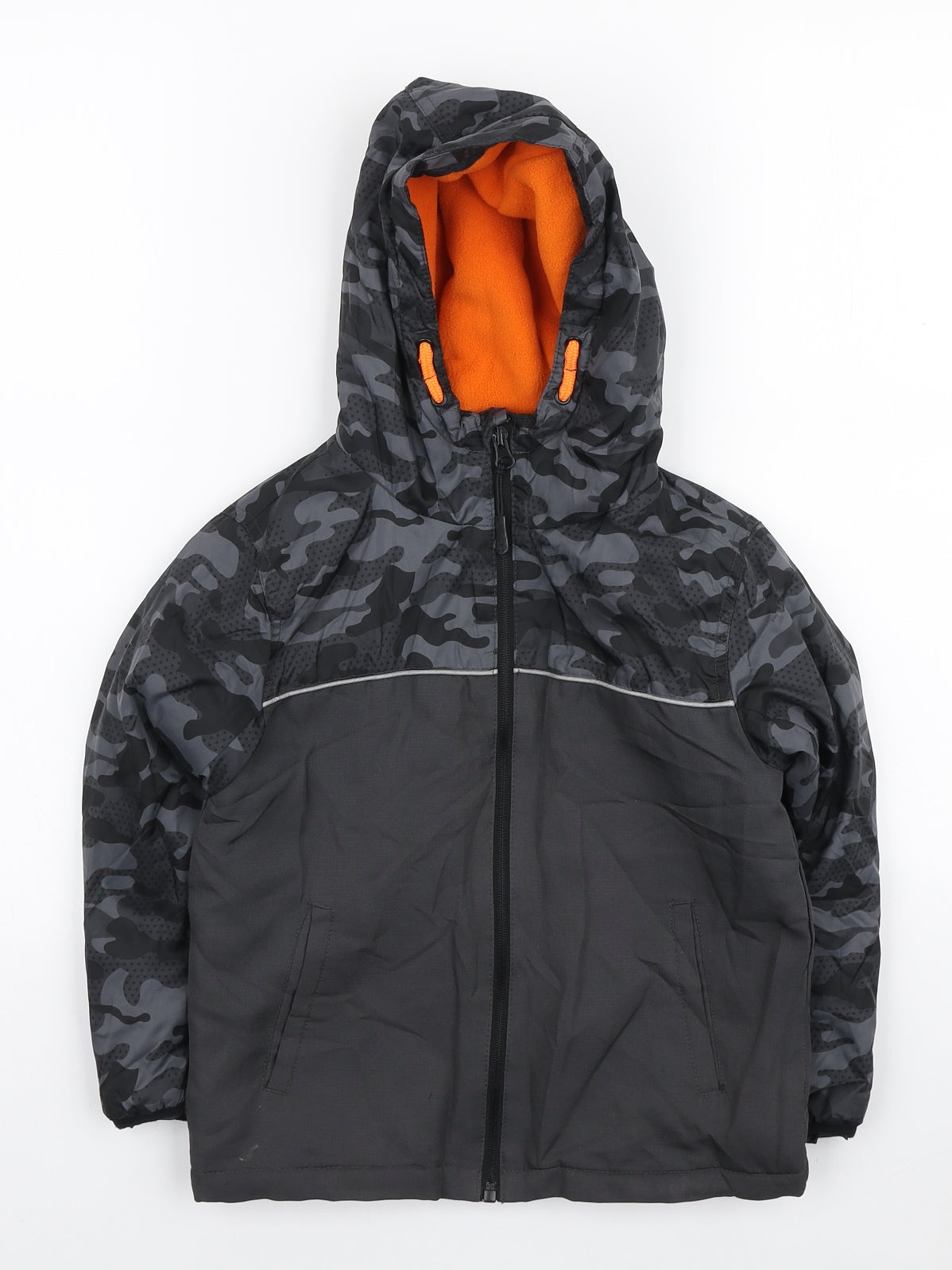 Primark Boys Grey Camouflage Basic Jacket Coat Size 5-6 Years Zip
