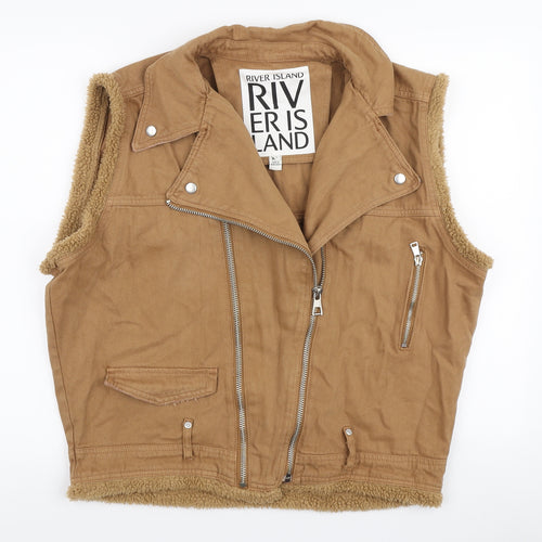 River Island Mens Brown Gilet Jacket Size S Zip