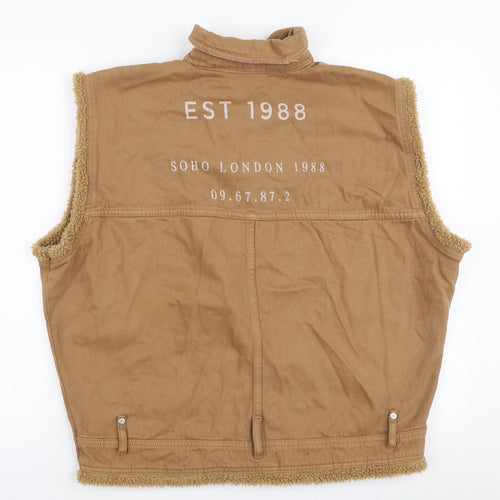 River Island Mens Brown Gilet Jacket Size S Zip