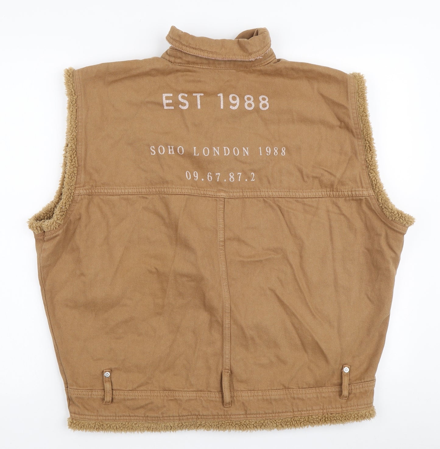 River Island Mens Brown Gilet Jacket Size S Zip