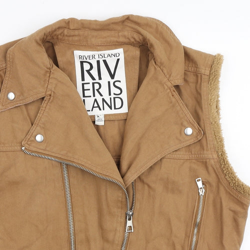 River Island Mens Brown Gilet Jacket Size S Zip