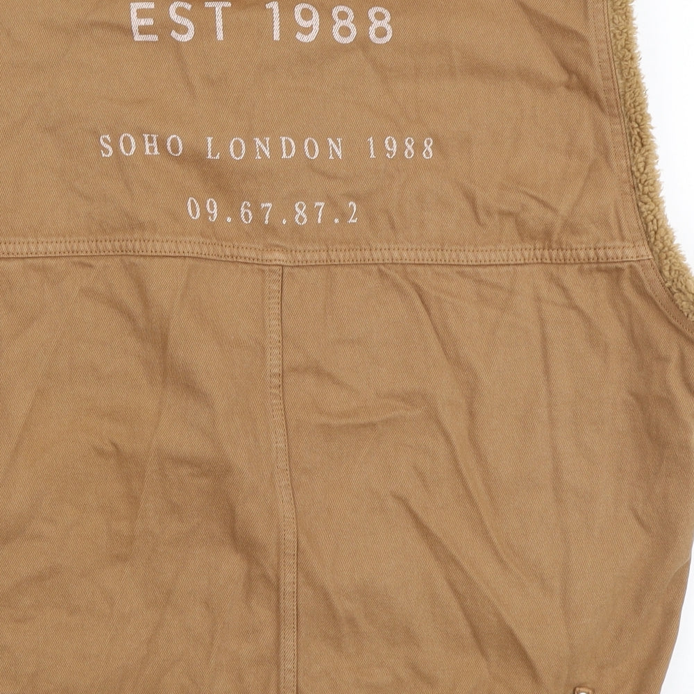 River Island Mens Brown Gilet Jacket Size S Zip