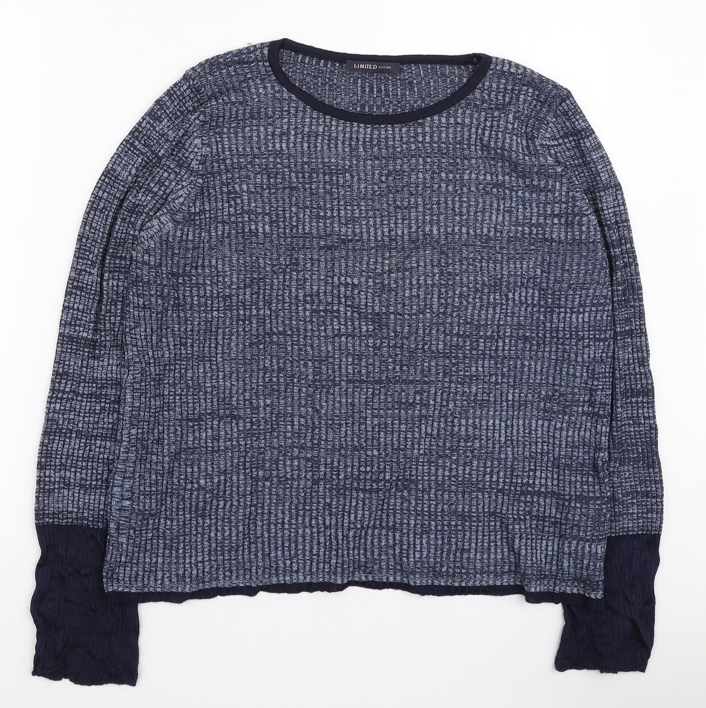 Marks and Spencer Womens Blue Round Neck Viscose Pullover Jumper Size 16
