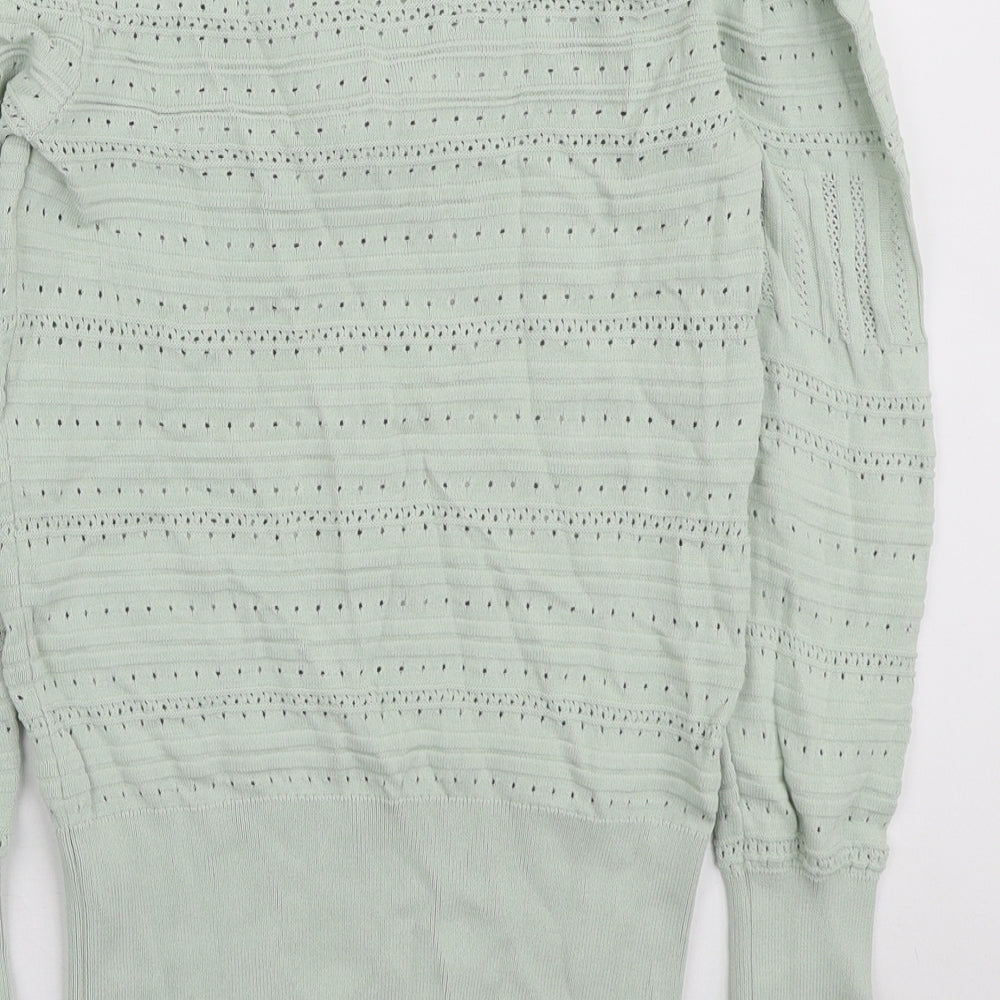 River Island Womens Green Round Neck Viscose Pullover Jumper Size 12