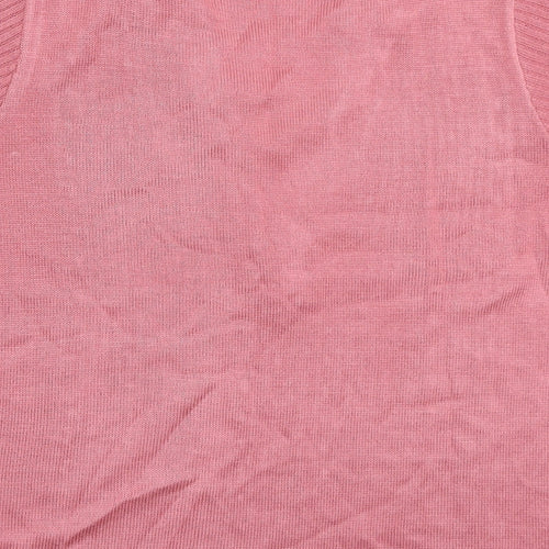 Damart Womens Pink Polyester Basic T-Shirt Size 10 V-Neck - Lace Neckline