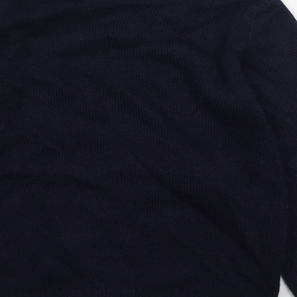 Lily & Dan Boys Blue Round Neck Acrylic Pullover Jumper Size 5-6 Years Pullover - Merry & Bright Raindeer