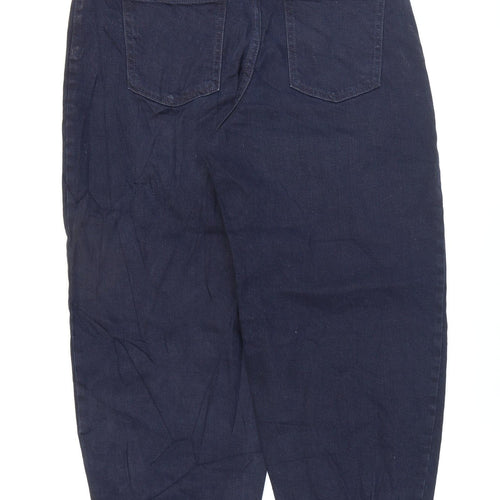 Marks and Spencer Womens Blue Cotton Tapered Jeans Size 12 L25 in Regular Zip