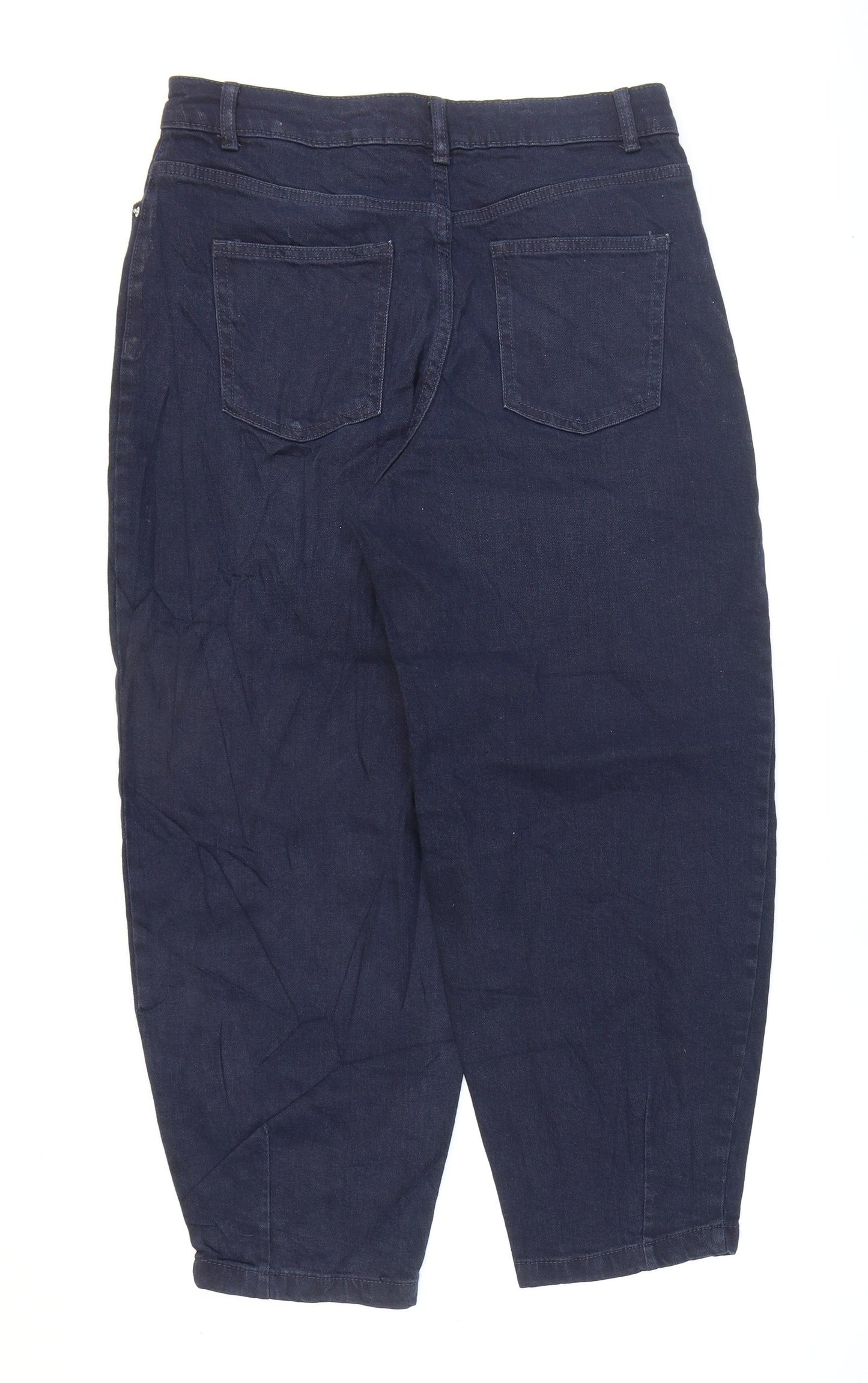 Marks and Spencer Womens Blue Cotton Tapered Jeans Size 12 L25 in Regular Zip