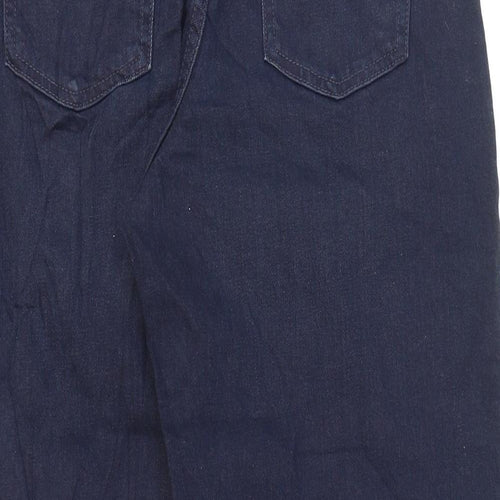 Marks and Spencer Womens Blue Cotton Tapered Jeans Size 12 L25 in Regular Zip
