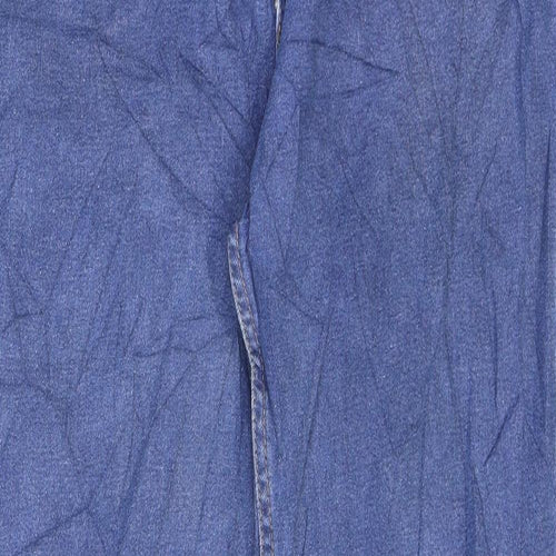 Marks and Spencer Womens Blue Cotton Straight Jeans Size 16 L30 in Regular Zip