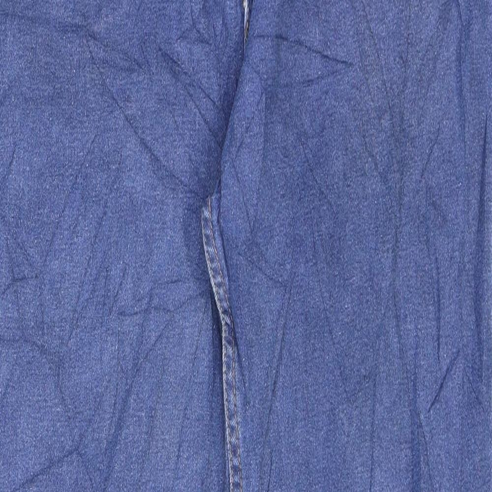Marks and Spencer Womens Blue Cotton Straight Jeans Size 16 L30 in Regular Zip