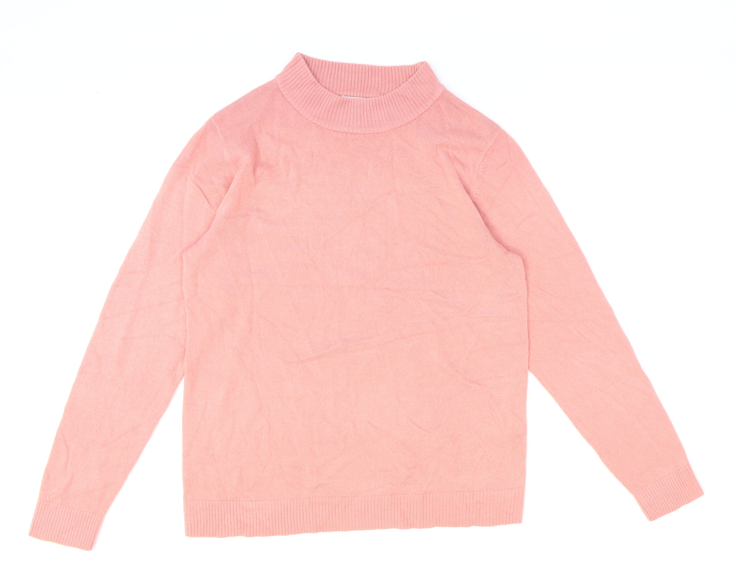 Damart Womens Pink Mock Neck Acrylic Pullover Jumper Size 14