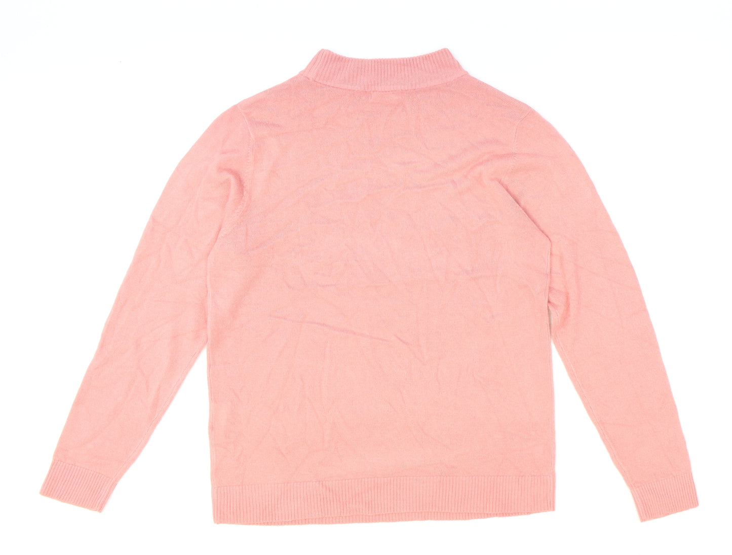 Damart Womens Pink Mock Neck Acrylic Pullover Jumper Size 14