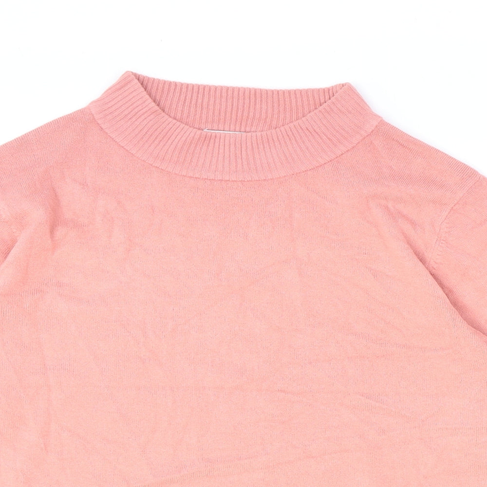 Damart Womens Pink Mock Neck Acrylic Pullover Jumper Size 14