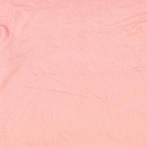 Damart Womens Pink Mock Neck Acrylic Pullover Jumper Size 14