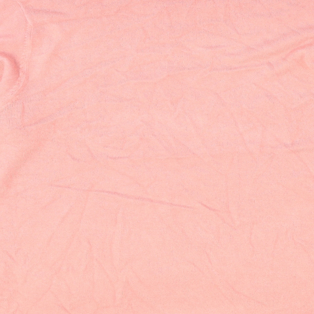 Damart Womens Pink Mock Neck Acrylic Pullover Jumper Size 14