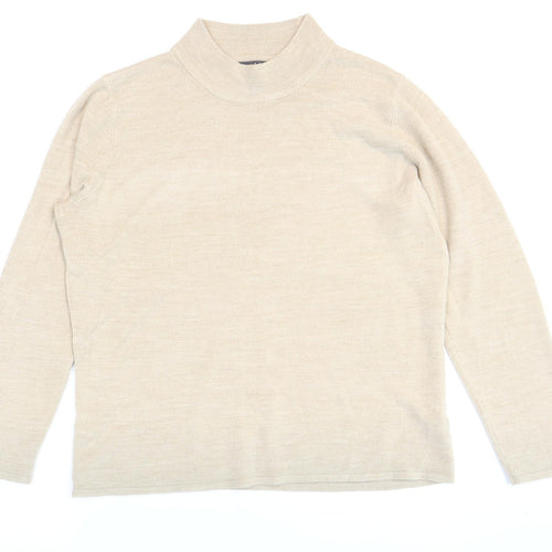 Bonmarché Womens Beige Mock Neck Acrylic Pullover Jumper Size M