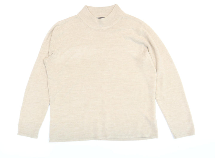 Bonmarché Womens Beige Mock Neck Acrylic Pullover Jumper Size M