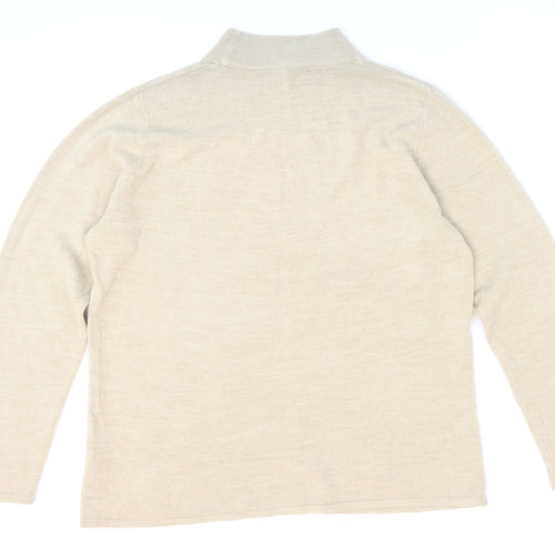 Bonmarché Womens Beige Mock Neck Acrylic Pullover Jumper Size M