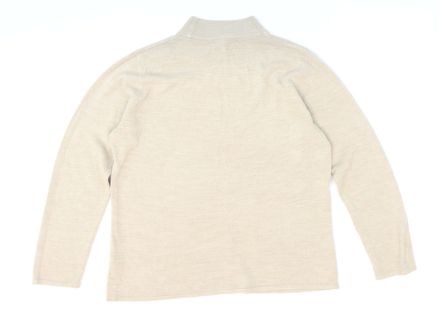 Bonmarché Womens Beige Mock Neck Acrylic Pullover Jumper Size M