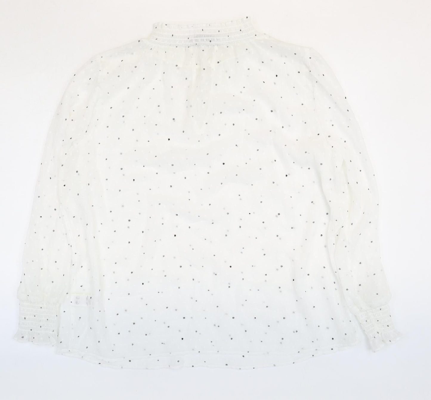 Marks and Spencer Womens White Polka Dot Polyester Basic Blouse Size 16 High Neck