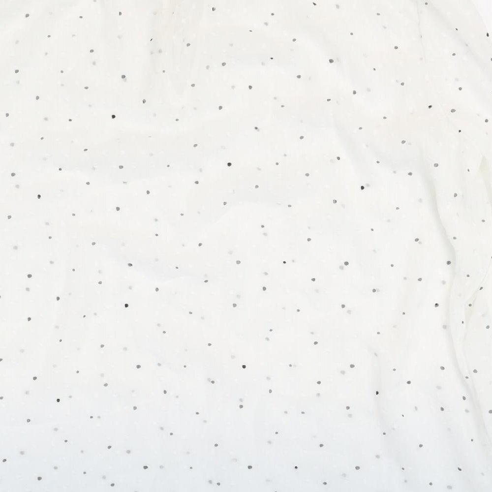 Marks and Spencer Womens White Polka Dot Polyester Basic Blouse Size 16 High Neck
