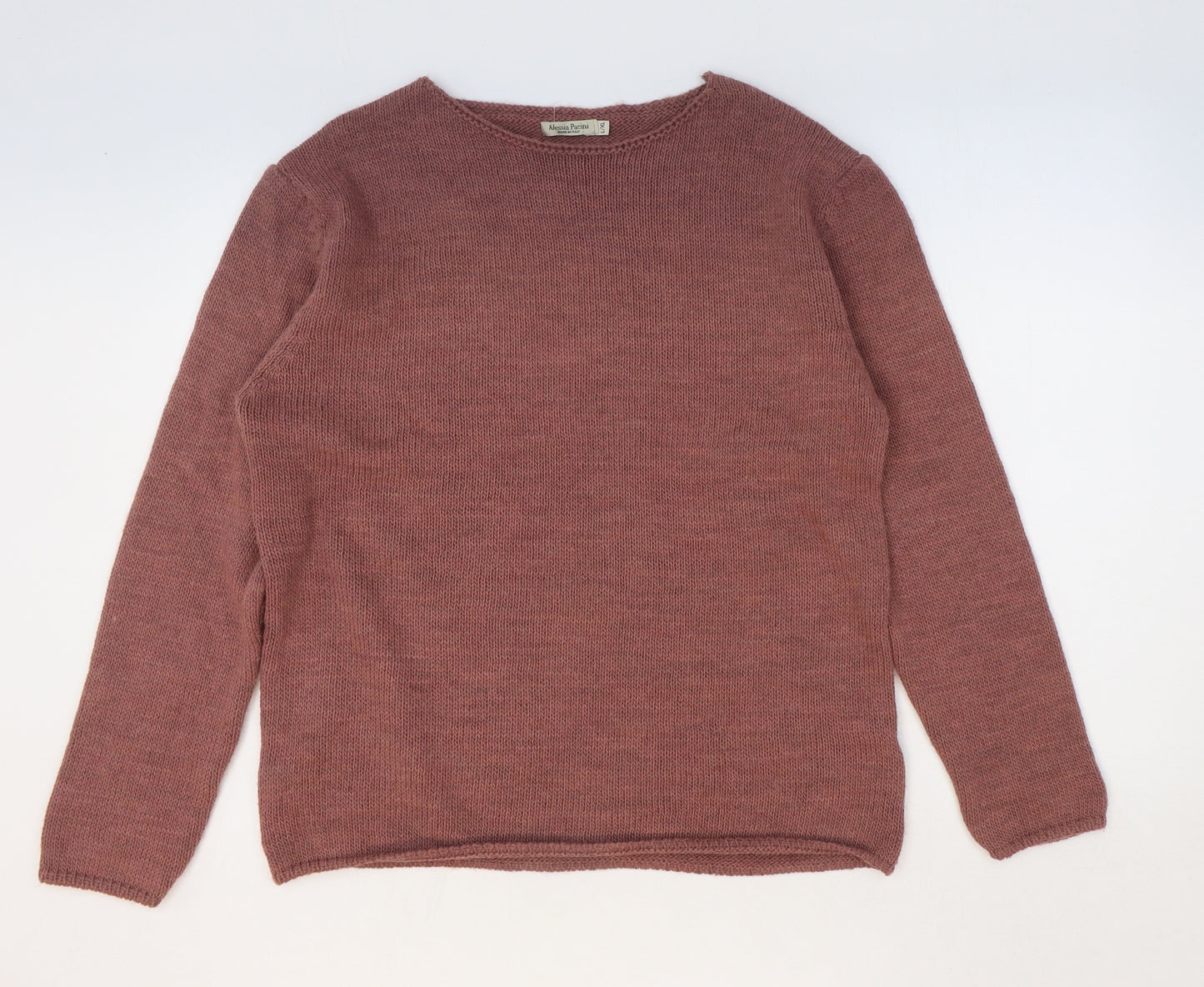 Alessia Pacini Womens Pink Boat Neck Acrylic Pullover Jumper Size L