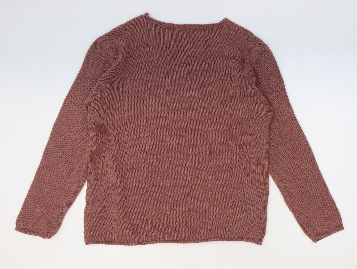 Alessia Pacini Womens Pink Boat Neck Acrylic Pullover Jumper Size L