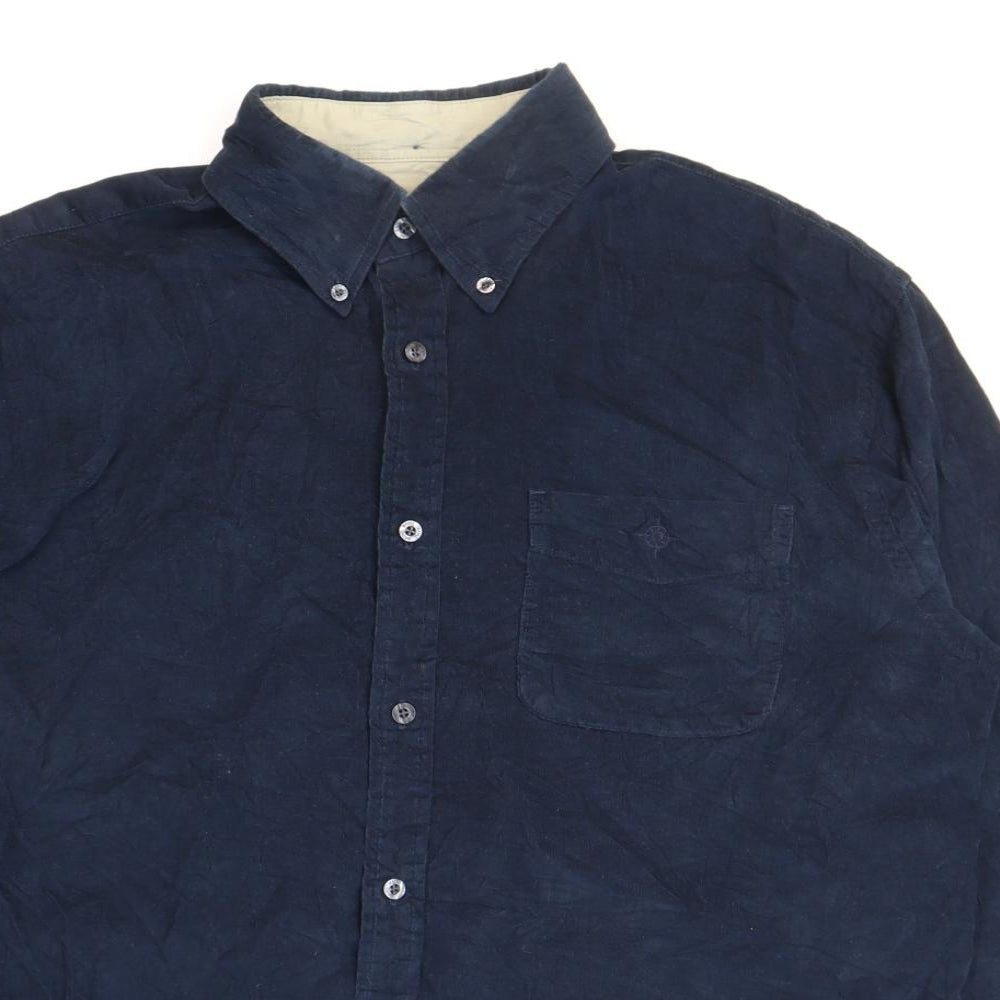 Maine New England Mens Blue Cotton Button-Up Size M Collared Button
