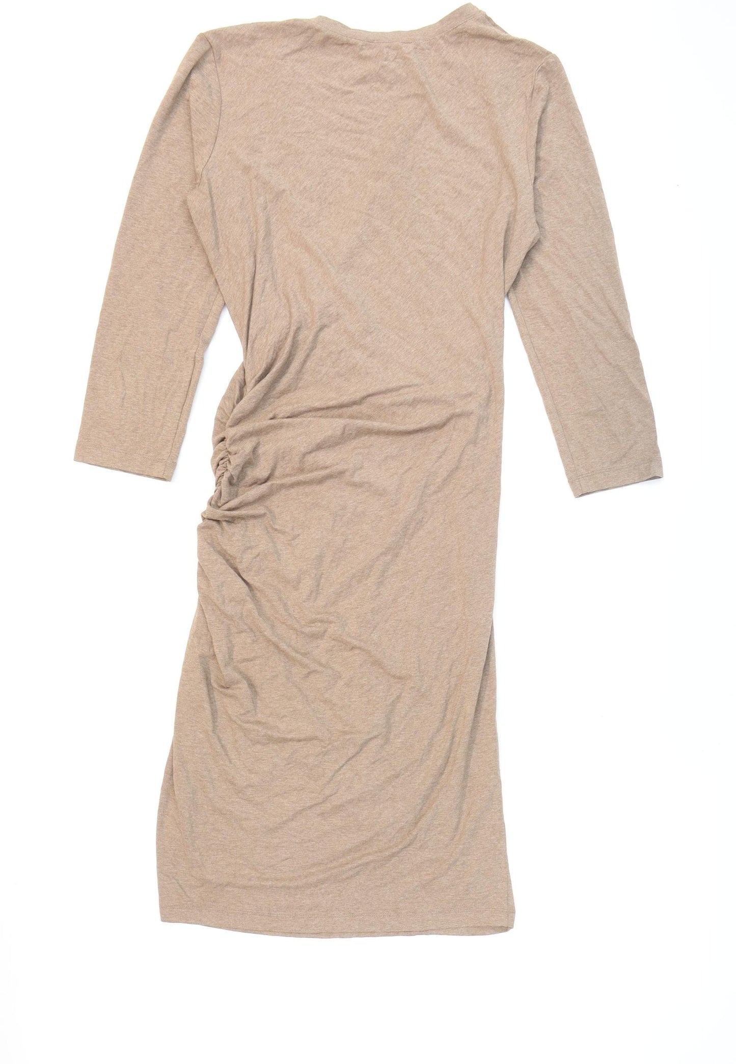 Baukjen Womens Beige Viscose Wrap Dress Size 10 V-Neck Pullover