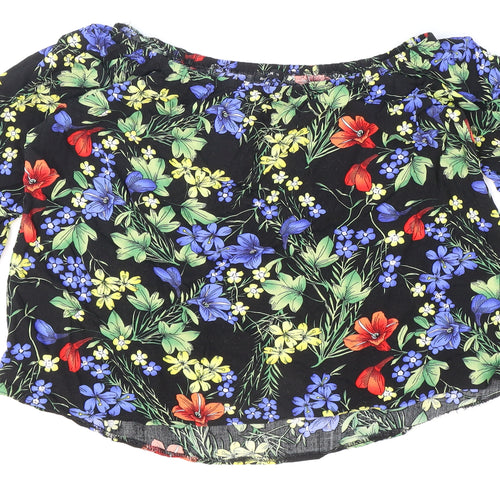 Roman Womens Multicoloured Floral Viscose Basic Blouse Size 12 Off the Shoulder