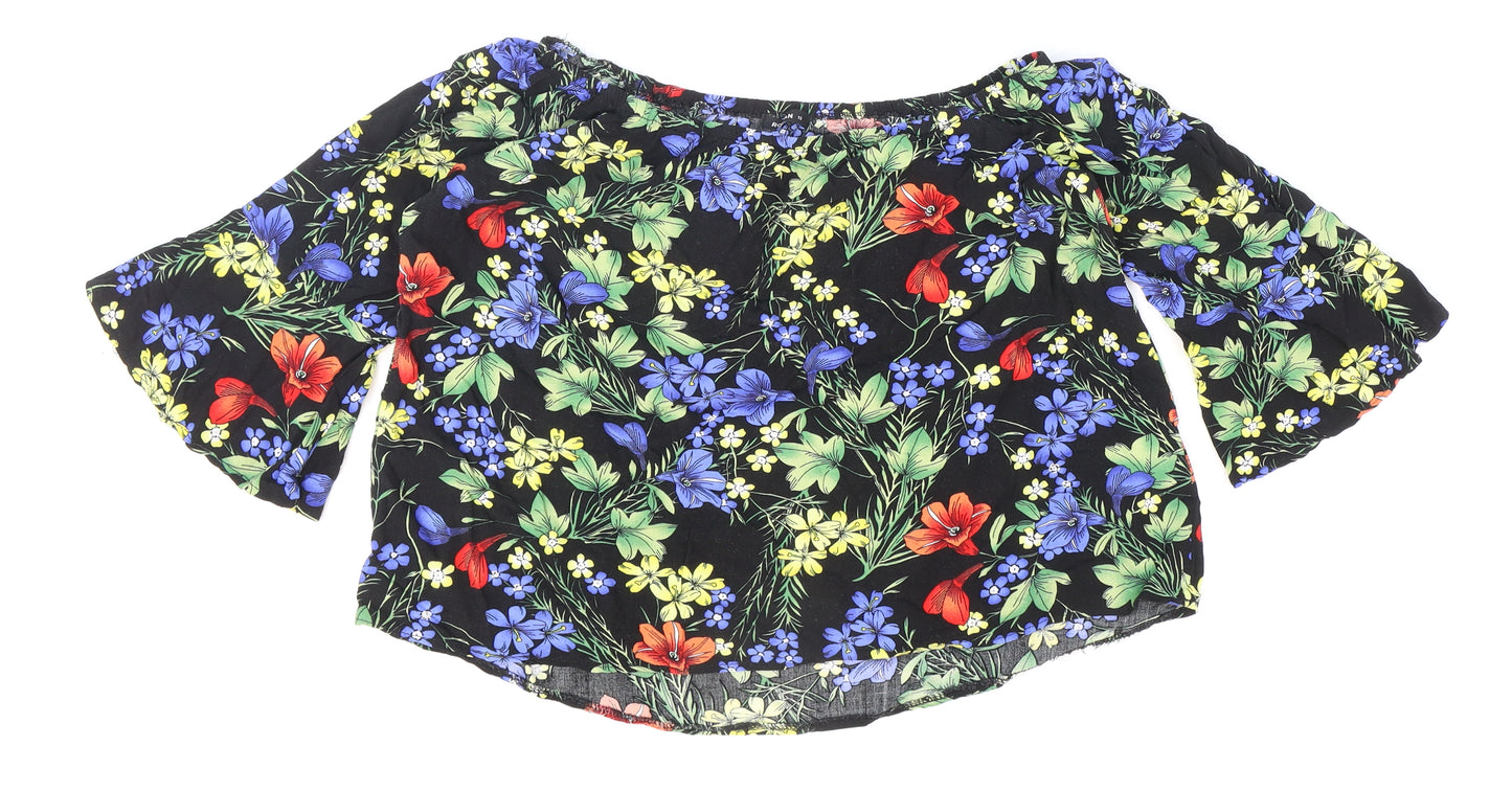 Roman Womens Multicoloured Floral Viscose Basic Blouse Size 12 Off the Shoulder