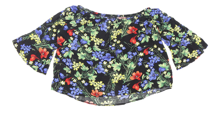 Roman Womens Multicoloured Floral Viscose Basic Blouse Size 12 Off the Shoulder