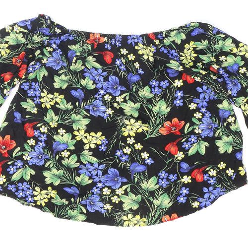 Roman Womens Multicoloured Floral Viscose Basic Blouse Size 12 Off the Shoulder