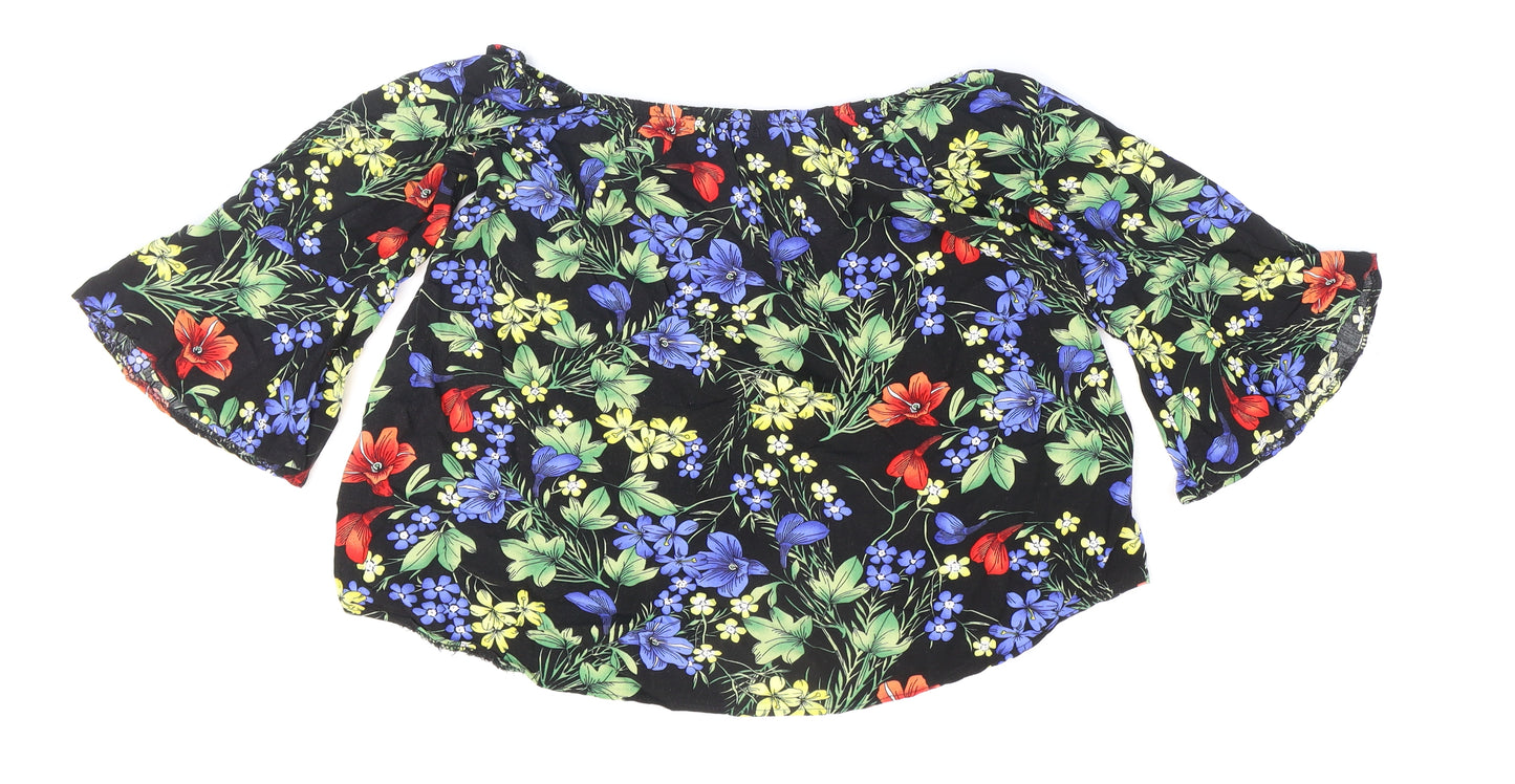 Roman Womens Multicoloured Floral Viscose Basic Blouse Size 12 Off the Shoulder