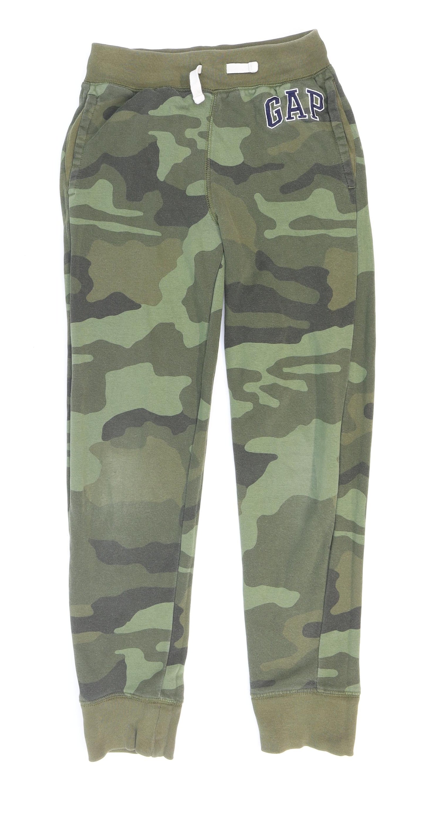 Gap Boys Green Camouflage Cotton Jogger Trousers Size XL L26 in Regular Drawstring