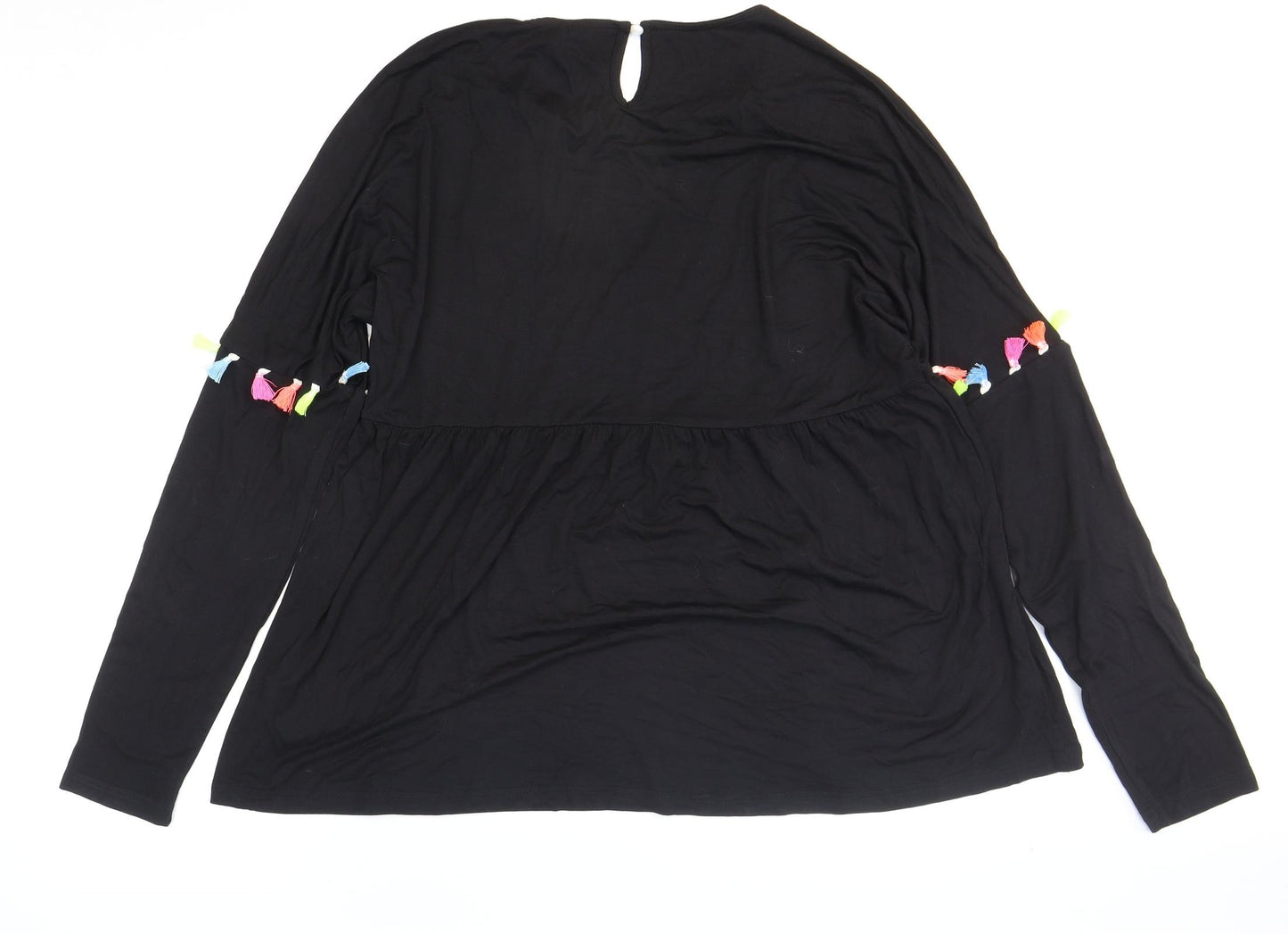 Apeiyu Womens Black Basic T-Shirt Size L Boat Neck - Neon