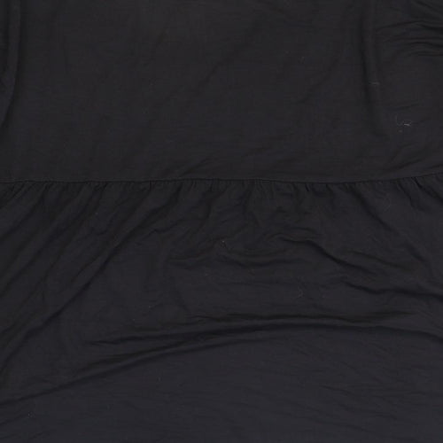 Apeiyu Womens Black Basic T-Shirt Size L Boat Neck - Neon